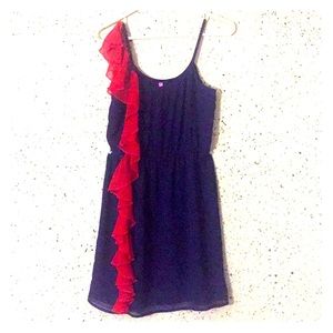 Navy & Red Ruffle Dress